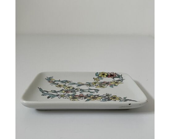 FORNASETTI, Posacenere a vaschetta decoro floreale ceramica 