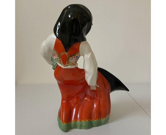 ESSEVI, scultura donna sarda in ceramica dipinta a mano