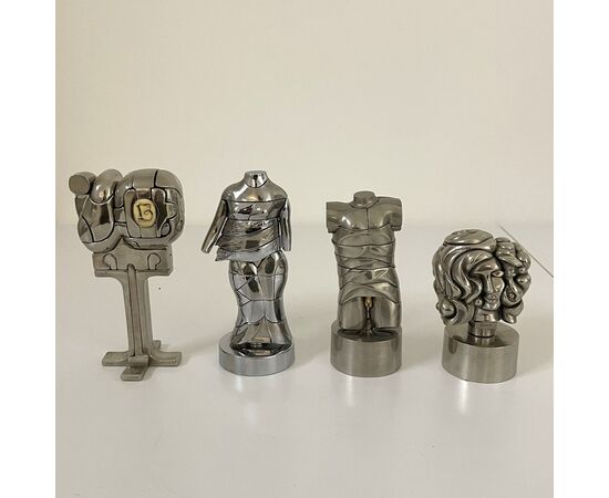 MIGUEL BERROCAL, Micro Series - Multiples, chromed metal sculptures     