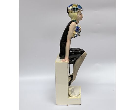 LENCI &quot;I don&#39;t care - The student&quot;, HKSCAVINI, decorative ceramic figurine, 1933     